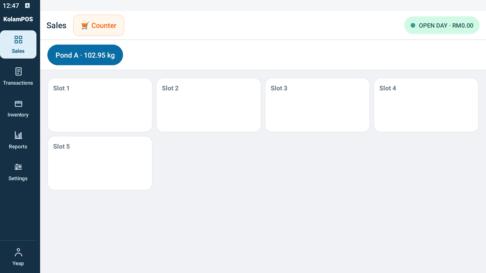 KolamPOS — Jualan · Kolam & Slot